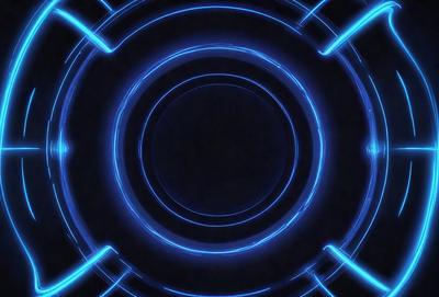 The primary subject of the image is a blue circle with a black center. The setting is a dark background, and the visual style appears to be a digital art or illustration. The dominant colors are blue and black, creating a mood of mystery and intrigue.