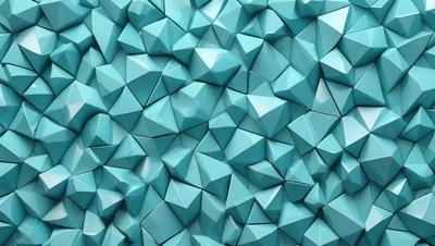 The primary subject of the image is a blue wall with a pattern of triangular shapes. The setting is a room with a blue background, and the visual style appears to be a digital art or illustration. The dominant colors are blue and white, creating a calm and soothing atmosphere.