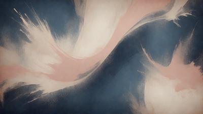 The primary subject of the image is a painting or drawing of a wave. The setting is a blue background, which adds to the overall atmosphere. The visual style appears to be a combination of digital art and illustration, creating a unique and artistic representation of the wave. The colors used in the painting are predominantly blue and pink, which contribute to the overall mood of the image.