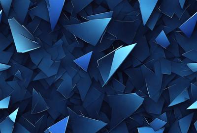 The primary subject of the image is a blue background with a pattern of blue triangles. The setting is a blue sky, and the visual style is digital art. The dominant colors and overall atmosphere are blue and calm.