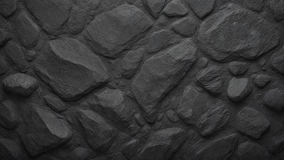 The primary subject of the image is a large rock wall with a black background. The setting is a rocky surface, and the visual style is a black and white photo. The dominant colors are black and white, creating a moody atmosphere.