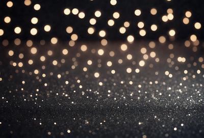 The primary subject of the image is a close-up of a shiny, reflective surface, possibly a mirror or a piece of glass. The setting is a dark room, and the visual style appears to be a photo or a digital artwork. The colors in the image are predominantly black and white, with some shiny, reflective surfaces adding a touch of brightness to the overall atmosphere.