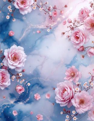 The primary subject of the image is a bouquet of pink flowers. The flowers are arranged in a visually appealing manner, creating a sense of beauty and elegance. The setting is a cloudy sky, which adds a sense of depth and dimension to the scene. The visual style of the image is a combination of photo and digital art, resulting in a realistic yet artistic representation of the flowers. The colors and mood of the image are predominantly pink, which evokes feelings of warmth, love, and