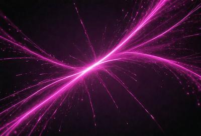 The primary subject of the image is a bright pink light, which appears to be a neon light or a light source with a pink hue. The light is located in the center of the image, and it is surrounded by a dark background. The visual style of the image is a close-up of the pink light, which creates a striking contrast between the light and the darkness. The colors and mood of the image are predominantly pink, which gives the scene a vibrant and lively atmosphere.