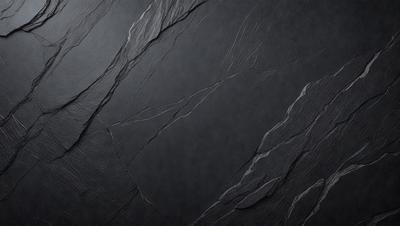 The primary subject of the image is a black stone wall with a rough texture. The setting is a dark room, and the visual style is a close-up of the stone wall. The colors and mood of the image are predominantly dark and moody, with the black stone wall being the main focus.