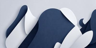 The primary subject of the image is a blue and white wave, which is the main focus of the scene. The wave is depicted in a digital art style, giving it a modern and visually appealing appearance. The setting is a white wall, which serves as the backdrop for the wave. The overall atmosphere of the image is calm and serene, with the blue and white wave creating a sense of tranquility.