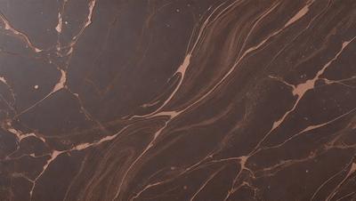 The primary subject of the image is a close-up of a marble countertop. The setting is a kitchen, with the countertop being the main focus of the scene. The visual style is a photo, capturing the intricate details of the marble surface. The colors and mood of the image are predominantly brown, giving it a warm and natural appearance.