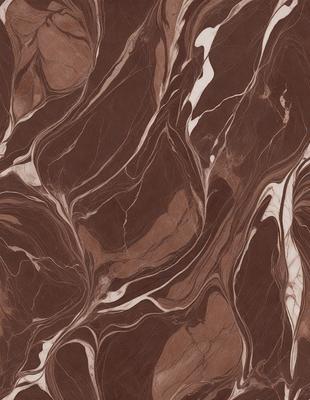 The image features a brown and white marbled pattern on a brown surface. The primary subject is a close-up of the marbled pattern, which creates a visually appealing and textured appearance. The setting is a natural environment, possibly a stone or rock formation, with the marbled pattern as the main focus. The visual style is a close-up of the marbled pattern, showcasing its intricate details and patterns. The colors and mood of the image are warm and earthy, with the brown and white marbled