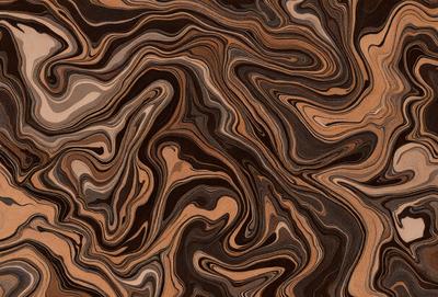 The image features a brown and black marbled pattern on a wooden surface. The primary subject is the intricate and detailed design of the marbled pattern, which creates a visually appealing and textured appearance. The setting is a wooden table or countertop, providing a natural and earthy backdrop for the marbled pattern. The visual style is a close-up of the marbled pattern, showcasing its unique and artistic qualities. The colors and mood of the image are warm and earthy, with the brown and