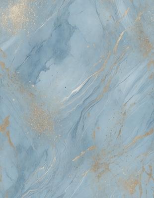 The primary subject of the image is a blue marble surface with gold streaks. The setting is a stone countertop, and the visual style is a close-up of the marble. The dominant colors are blue and gold, creating a luxurious and elegant atmosphere.