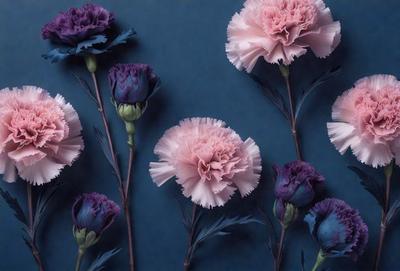 The primary subject of the image is a bouquet of purple flowers. The flowers are arranged in a vase, and they are placed against a blue background. The visual style of the image is a photo, capturing the beauty of the flowers in their natural setting. The dominant colors in the image are purple and blue, creating a serene and calming atmosphere.