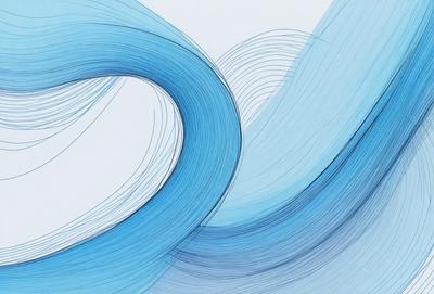 The primary subject of the image is a blue and white swirl, which appears to be a digital art or illustration. The setting is a white background, and the visual style is a combination of digital art and drawing. The dominant colors are blue and white, creating a sense of movement and fluidity in the artwork.
