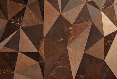 The primary subject of the image is a brown and tan patterned surface, which appears to be a marble or stone texture. The setting is a close-up of the pattern, showcasing the intricate design and texture of the material. The visual style is a combination of a photo and a digital art, as the image is a close-up of the pattern, and the colors and mood are warm and earthy.