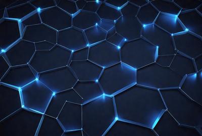 The primary subject of the image is a blue, glowing, and intricate pattern. The setting is a dark background, which contrasts with the bright blue pattern. The visual style is a digital art or illustration, as the pattern appears to be a computer-generated or hand-drawn design. The colors and mood of the image are predominantly blue, creating a calm and serene atmosphere.