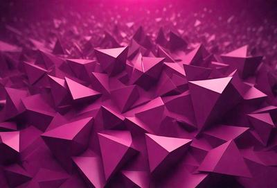 The primary subject of the image is a large number of pink triangles, which are arranged in a dense and intricate pattern. The setting is a pink background, which creates a vibrant and visually striking scene. The visual style of the image is a combination of digital art and illustration, as the triangles are carefully crafted and arranged to create a complex and detailed pattern. The colors and mood of the image are predominantly pink, which gives it a warm, inviting, and lively atmosphere.