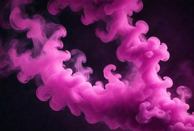 The primary subject of the image is a pink smoke or fog, which appears to be a digital art or illustration. The setting is a dark background, and the visual style gives the impression of a surreal or dreamy atmosphere. The dominant colors are pink and purple, creating a soft and ethereal mood.