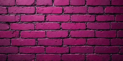 The primary subject of the image is a brick wall painted in a deep shade of pink. The setting is a brick wall, and the visual style is a photo. The dominant colors and overall atmosphere are a mix of pink and purple, creating a unique and eye-catching appearance.