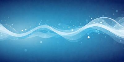 The primary subject of the image is a blue background with a wave-like pattern. The setting is a blue sky, and the visual style is digital art. The dominant colors are blue and white, creating a calm and serene atmosphere.