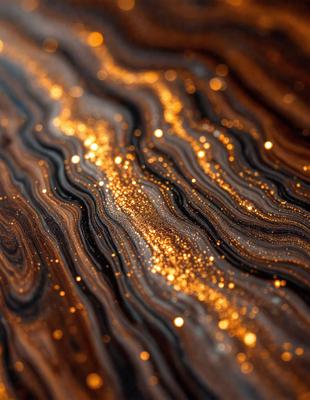 The primary subject of the image is a close-up of a rock with a golden glow, likely due to the light reflecting off the rock's surface. The setting is a dark background, which contrasts with the brightness of the rock. The visual style appears to be a photo, capturing the intricate details of the rock. The colors and mood of the image are warm and inviting, with the golden glow creating a sense of depth and beauty.