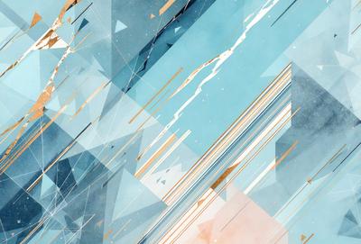 The primary subject of the image is a blue and gold geometric pattern. The setting is a blue background, and the visual style appears to be a digital art or illustration. The dominant colors are blue and gold, creating a sense of depth and sophistication.
