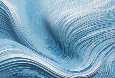 The primary subject of the image is a large, blue wave with white foam. The wave is depicted in a digital art style, giving it a modern and dynamic appearance. The setting is a blue ocean, with the wave being the main focus of the scene. The visual style is a combination of digital art and illustration, creating a unique and engaging representation of the ocean wave. The dominant colors are blue and white, with the blue wave and white foam creating a sense of depth and movement in the image.