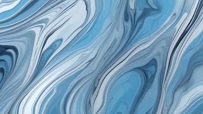 The primary subject of the image is a blue and white swirling pattern, which appears to be a painting or a digital artwork. The setting is a blue background, and the visual style is a combination of painting and digital art. The dominant colors are blue and white, creating a calming and serene atmosphere.