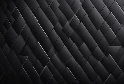 The primary subject of the image is a black and white patterned wall. The setting is a black background, and the visual style is a patterned wallpaper. The colors and mood of the image are predominantly black and white, creating a bold and striking appearance.