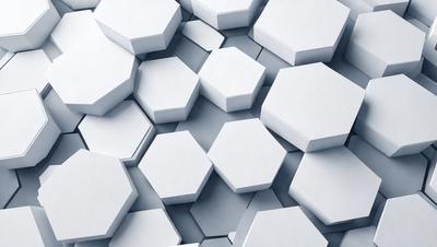 The primary subject of the image is a large number of white cubes or blocks arranged in a visually appealing manner. The setting is a white background, which provides a clean and minimalist appearance. The visual style is a combination of photo and digital art, creating a unique and intriguing pattern. The colors and mood of the image are predominantly white, which gives it a clean, fresh, and modern feel.