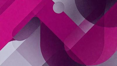 The primary subject of the image is a purple and pink geometric pattern. The setting is a close-up of the pattern, showcasing its intricate design. The visual style is a combination of digital art and illustration, creating a unique and eye-catching design. The dominant colors in the image are purple and pink, giving it a vibrant and lively atmosphere.