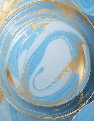 The primary subject of the image is a blue and gold vase. The vase is placed on a table, and it appears to be a decorative piece. The setting is indoors, with the vase being the main focus of the scene. The visual style of the image is a combination of photo and digital art, creating a unique and eye-catching design. The dominant colors in the image are blue and gold, giving the vase a luxurious and elegant appearance.