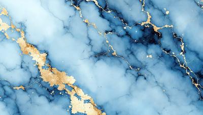 The primary subject of the image is a blue marble wall with gold accents. The setting is a room with a blue marble wall, and the visual style is a photo. The dominant colors are blue and gold, creating a luxurious and elegant atmosphere.