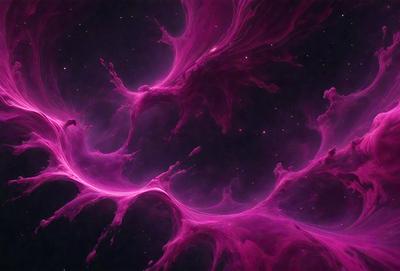 The primary subject of the image is a pink, swirling, and flowing pattern that resembles a galaxy or a nebula. The setting is a dark, starry background, which contrasts with the vibrant pink color of the swirling pattern. The visual style is a combination of digital art and illustration, creating a unique and captivating image. The colors and mood of the image are predominantly pink, which gives it a warm, dreamy, and ethereal
