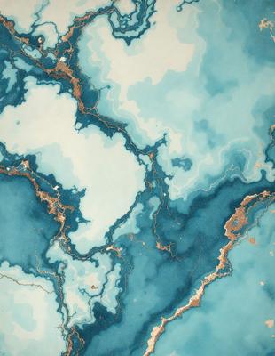 The primary subject of the image is a blue and white marbled surface, which appears to be a painting or a digital artwork. The setting is a blue and white marbled surface, which is the main focus of the image. The visual style is a painting or a digital artwork, as it is not a photo. The colors and mood of the image are predominantly blue and white, creating a calm and serene atmosphere.