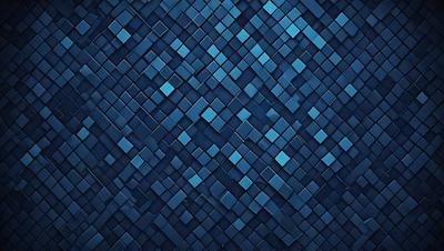 The primary subject of the image is a blue and black patterned wallpaper. The setting is a blue wall, and the visual style is a digital art or illustration. The dominant colors are blue and black, creating a modern and sophisticated atmosphere.