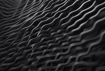 The primary subject of the image is a black and white patterned wall. The setting is a black background, and the visual style is a patterned texture. The dominant colors are black and white, creating a bold and striking appearance.