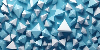 The primary subject of the image is a blue background with a pattern of white triangles. The setting appears to be a wall or a surface with a blue tint. The visual style of the image is a combination of digital art and illustration, as the triangles are created using a digital medium. The colors and mood of the image are predominantly blue and calm, with the white triangles adding a touch of contrast and visual interest.