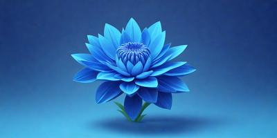 The primary subject of the image is a blue flower, which is the main object, scene, or focus of the image. The setting or background is a blue surface, which adds to the overall atmosphere of the image. The visual style of the image is digital art, as it is a digital representation of a flower. The dominant colors in the image are blue, which creates a calm and serene mood.