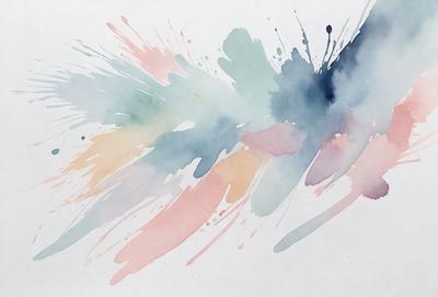 The primary subject of the image is a painting or drawing of a colorful, abstract design. The setting is a white background, which provides a clean and uncluttered appearance. The visual style is a combination of digital art and illustration, as the colors and patterns are vibrant and well-defined. The dominant colors in the image are pink, blue, and green, creating a lively and energetic atmosphere.