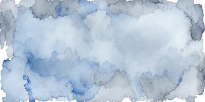 The primary subject of the image is a cloudy sky, with a blue and white color scheme. The setting is a cloudy day, and the visual style is a watercolor painting. The mood of the image is serene and peaceful, as the clouds float gently in the sky.