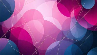 The primary subject of the image is a colorful, geometric pattern featuring a mix of pink, purple, and blue hues. The pattern is displayed on a wall, creating a visually striking and vibrant atmosphere. The setting appears to be a room with a backdrop of a wall, and the visual style is a combination of digital art and illustration. The colors and mood of the image are lively and energetic, with the pink, purple, and blue tones creating a sense of warmth