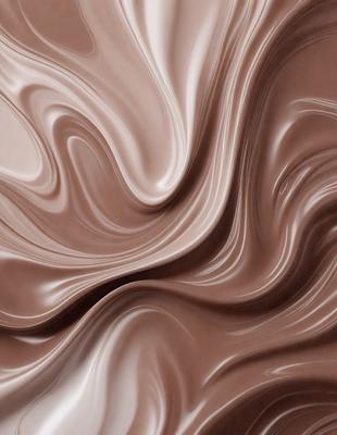 The primary subject of the image is a close-up of a chocolate-colored surface, which appears to be a chocolate-flavored dessert or a chocolate-themed wallpaper. The setting is a room with a brown background, and the visual style is a close-up of the chocolate surface. The colors and mood of the image are predominantly brown, creating a warm and inviting atmosphere.