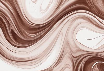 The primary subject of the image is a swirling, flowing pattern of brown and white colors. The setting is a white background, which contrasts with the brown and white swirls. The visual style is a combination of digital art and illustration, creating a dynamic and artistic representation of the swirling pattern. The colors and mood of the image are predominantly brown and white, with a sense of movement and flow.