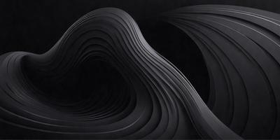 The primary subject of the image is a black and white illustration of a spiral or a wavy pattern. The setting is a dark background, which contrasts with the illustration. The visual style is a combination of digital art and illustration, creating a unique and intricate design. The colors and mood of the image are predominantly black and white, giving it a modern and minimalist appearance.