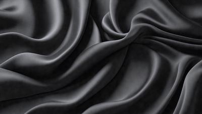 The primary subject of the image is a close-up of a piece of fabric, possibly a black velvet material. The setting is a dark background, which emphasizes the fabric's texture and appearance. The visual style is a black and white drawing, giving the image a classic and timeless feel. The colors and mood are predominantly dark, with the fabric being the main focus of the image.