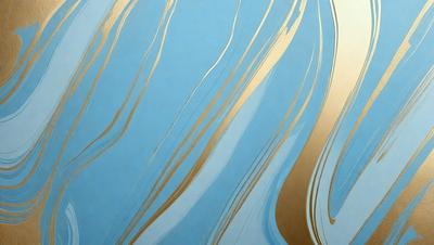 The primary subject of the image is a blue background with a pattern of gold swirls. The setting is a wall, and the visual style appears to be a combination of digital art and illustration. The dominant colors are blue and gold, creating a calm and soothing atmosphere.