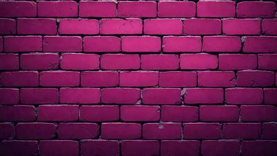 The primary subject of the image is a brick wall, which is the main object, scene, or focus of the image. The setting/background is a brick wall, and the visual style is a photo. The dominant colors and overall atmosphere are pink, giving the image a warm and vibrant feel.