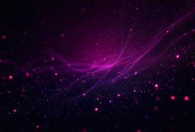The primary subject of the image is a purple background with a pattern of brightly colored dots. The setting appears to be a dark room, and the visual style is a combination of digital art and illustration. The colors and mood of the image are vibrant and energetic, with the purple background providing a contrasting and eye-catching element.