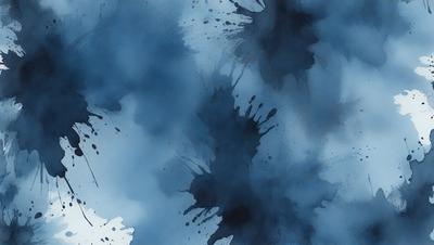 The primary subject of the image is a blue background with a few black spots. The setting appears to be a painting or drawing, as the background is not a natural environment. The visual style is artistic, with the black spots creating a contrast against the blue background. The colors and mood of the image are predominantly dark and moody, with the black spots adding a sense of depth and intrigue to the overall composition.