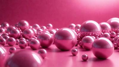 The primary subject of the image is a group of pink spheres, which are the main objects in the scene. The setting is a pink background, which creates a visually striking contrast with the spheres. The visual style of the image is a digital art or illustration, as the spheres are depicted in a detailed and realistic manner. The colors and mood of the image are predominantly pink, giving it a warm and inviting atmosphere.