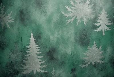 The primary subject of the image is a tree, which is the main object in the scene. The tree is surrounded by a green background, which suggests that the image is a digital art or illustration. The visual style of the image gives it a unique and artistic appearance. The dominant colors in the image are green and white, creating a calm and serene atmosphere.